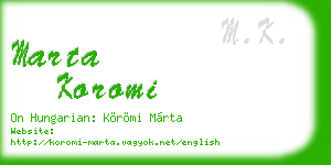 marta koromi business card